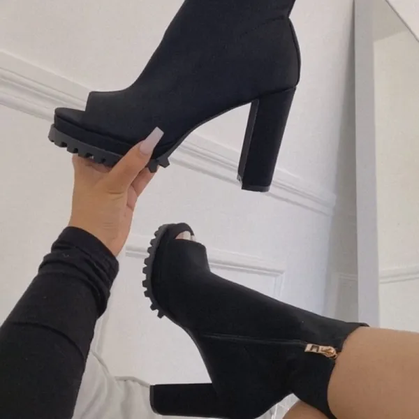 Purpdrank - Black Fashion Hollowed Out Patchwork Solid Color Pointed Wedges Shoes