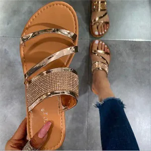 Purpdrank - Gold Fashion Casual Patchwork Rhinestone Round Comfortable Out Door Shoes
