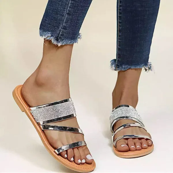 Purpdrank - Gold Fashion Casual Patchwork Rhinestone Round Comfortable Out Door Shoes
