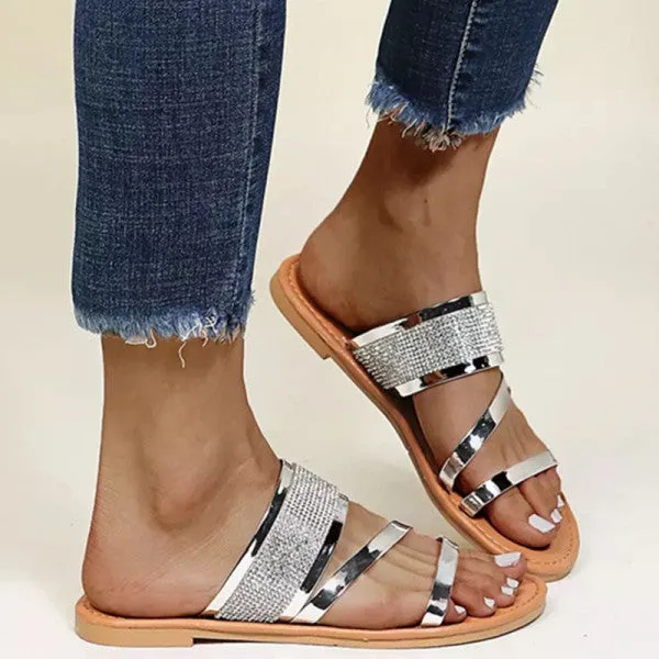 Purpdrank - Gold Fashion Casual Patchwork Rhinestone Round Comfortable Out Door Shoes