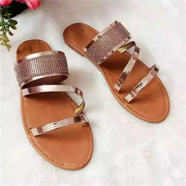 Purpdrank - Gold Fashion Casual Patchwork Rhinestone Round Comfortable Out Door Shoes