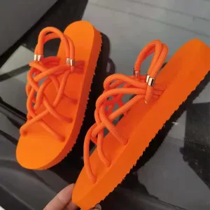 Purpdrank - Orange Casual Street Hollowed Out Patchwork Opend Out Door Shoes