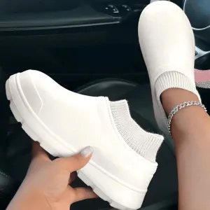 Purpdrank - White Casual Living Patchwork Solid Color Round Keep Warm Comfortable Flats Shoes