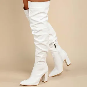 Purpdrank - White Casual Patchwork Solid Color Pointed Out Door Shoes (Heel Height 3.94in)
