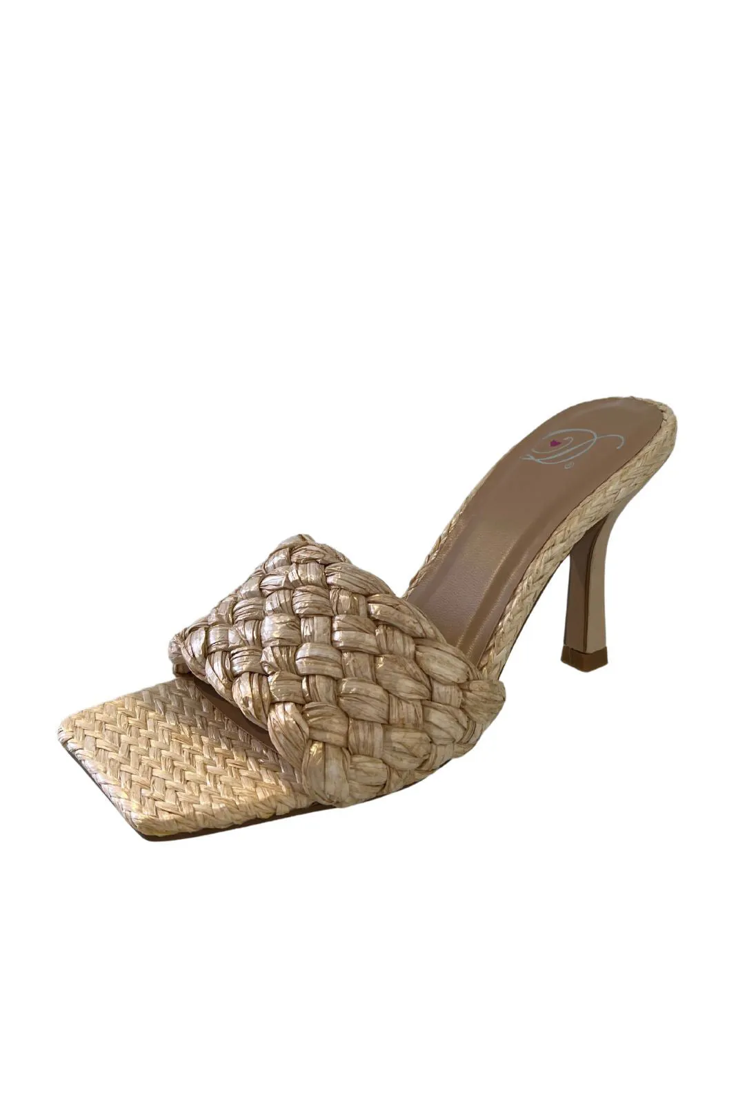 SALE - Whitney Woven Raffia Heel