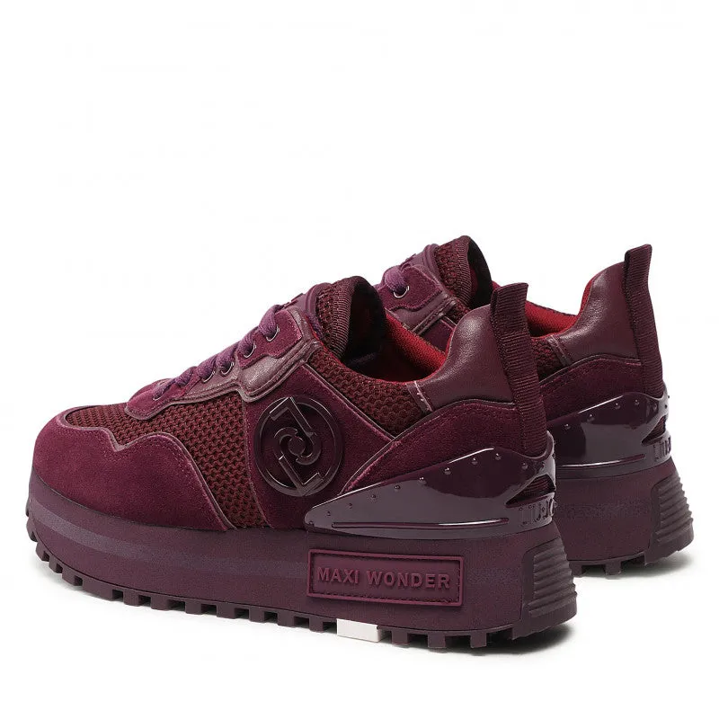 Scarpe Donna LIU JO Sneakers Platform Wonder 52 in Mesh e Suede color Amarone