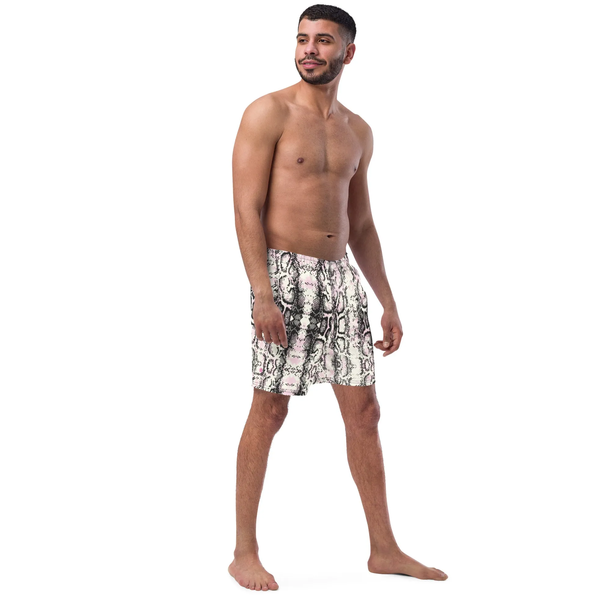 Snake Print Men's Swim Trunks, Best Snake Skin Printed Designer Premium Luxury Men's Swim Trunks - Made in USA/EU/MX (US Size: 2XS-6XL)