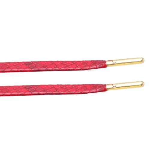 Snakeskin Red Leather Laces  - Gold Aglet
