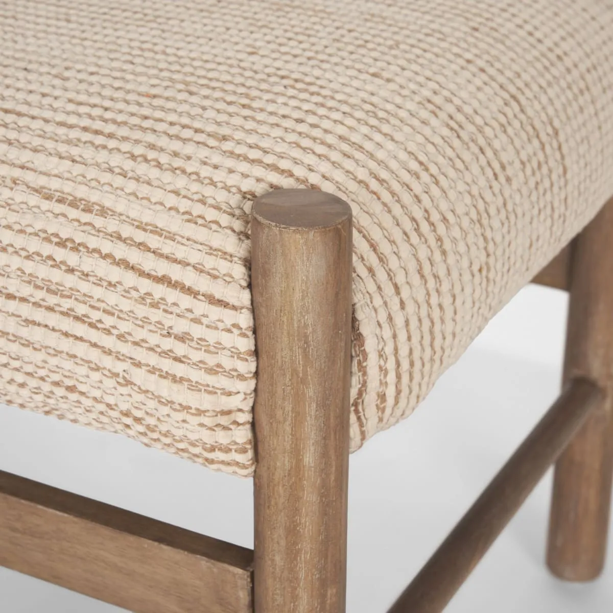 Tadi Bench Medium Brown Wood | Cotton Fabric