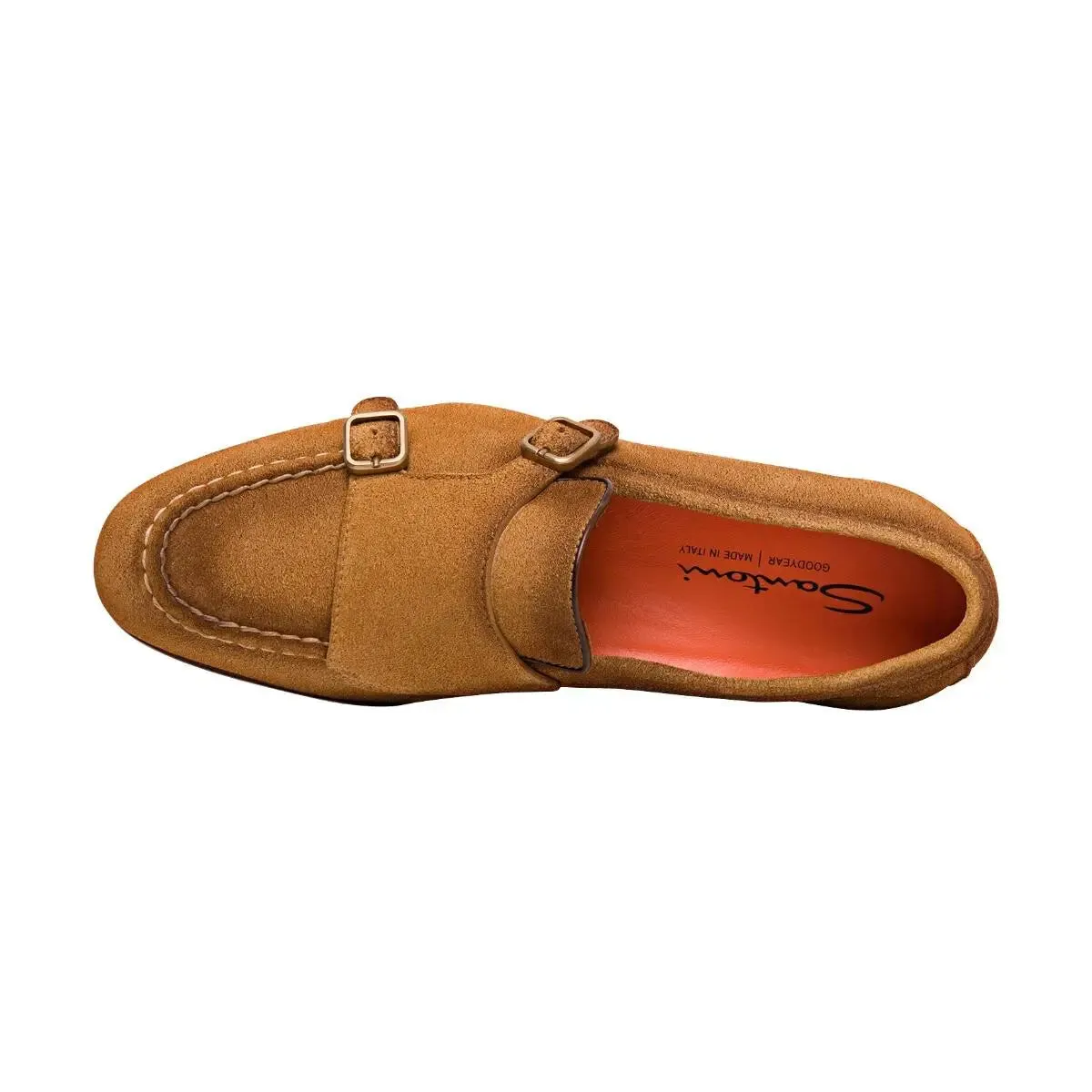 Tan Suede Double Buckle Monk Strap Loafer