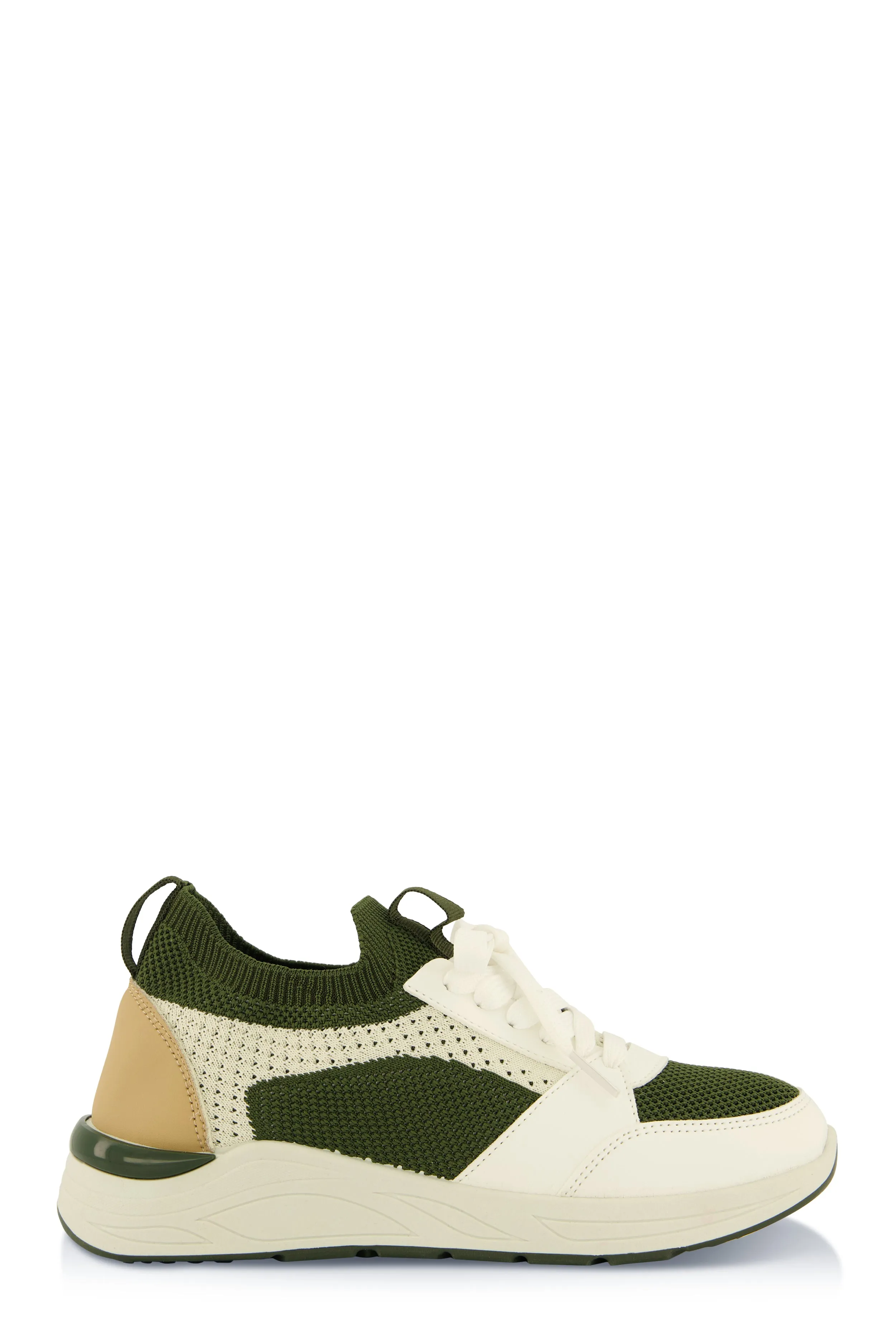 Textured Knit Color Block Lace Up Sneakers