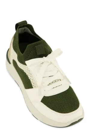 Textured Knit Color Block Lace Up Sneakers