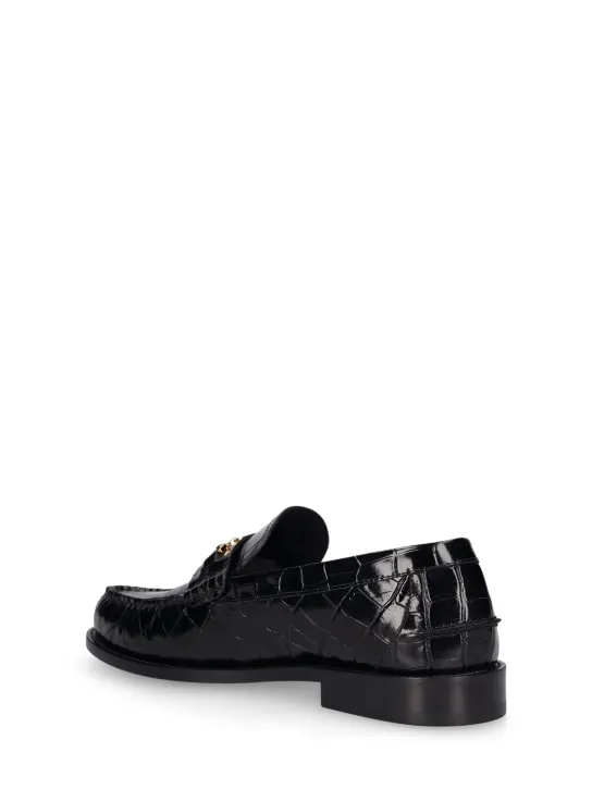 Versace   Medusa croc embossed leather loafers 