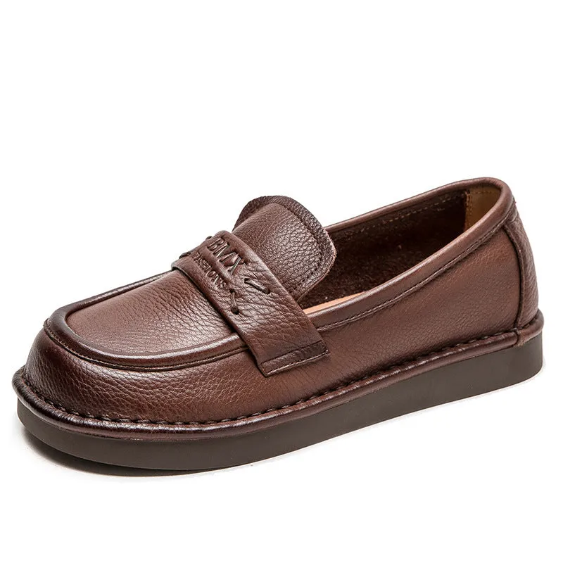Women Minimalist Retro Soft Leather Flat Casual Loafers