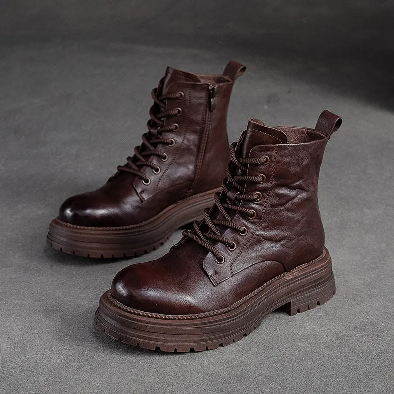 Women Retro Classic Patchwork Leather Boots
