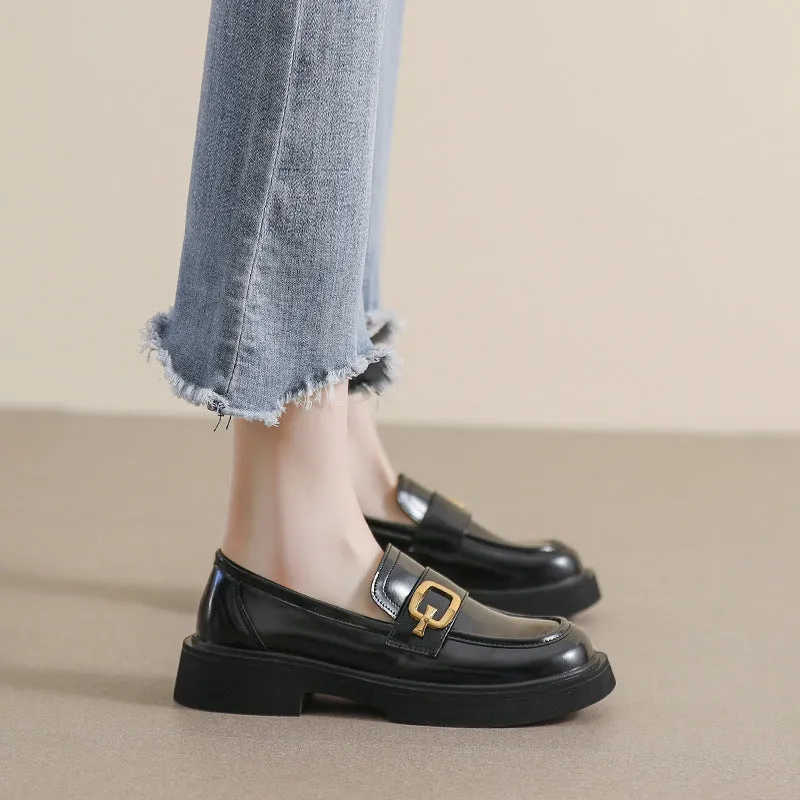Women Retro Lug Sole Comfort Loafers