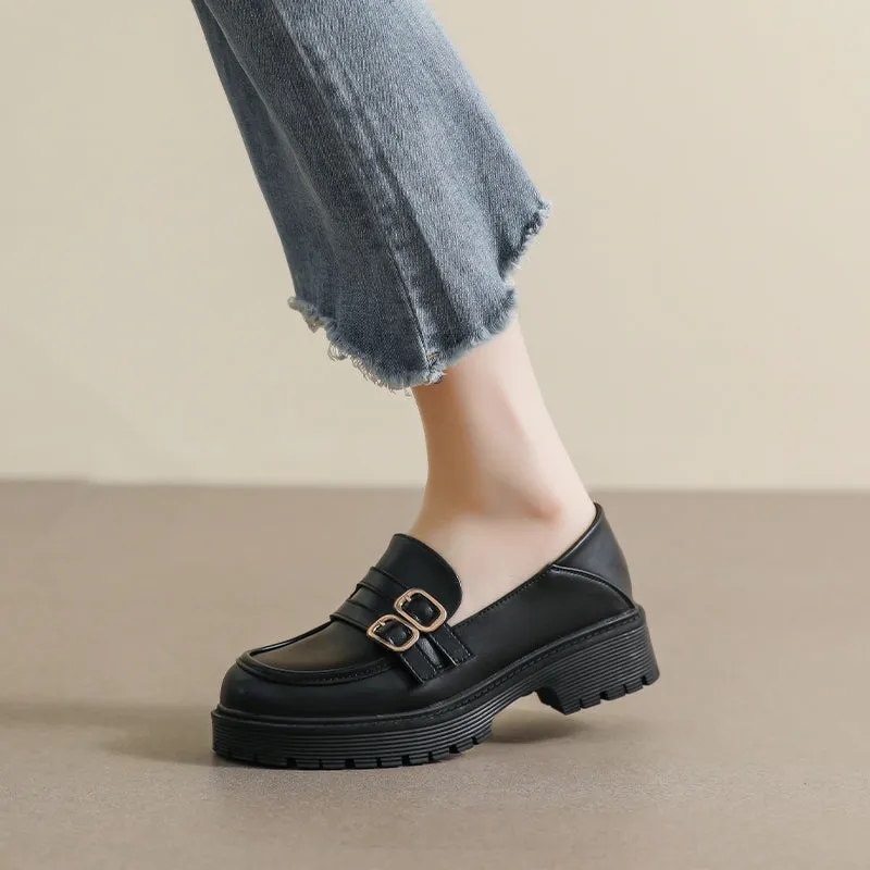 Women Retro Soft Minimalist Thick Soled Casual Loafers