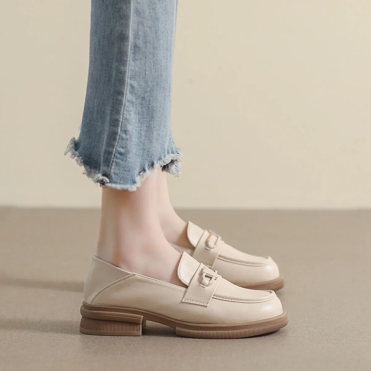 Women Soft Leather Minimalism Thick Soled Loafers