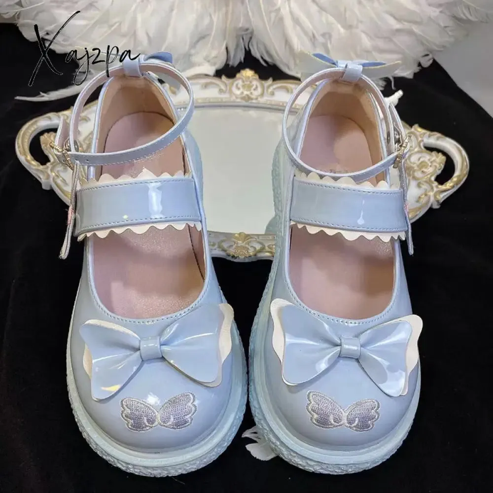 Xajzpa - Kaweii Lolita Shoes Sweet Summer Mary Janes Woman Flats Patchwork Japanese Style Fashion Cute Party Jk Shoes for Girls