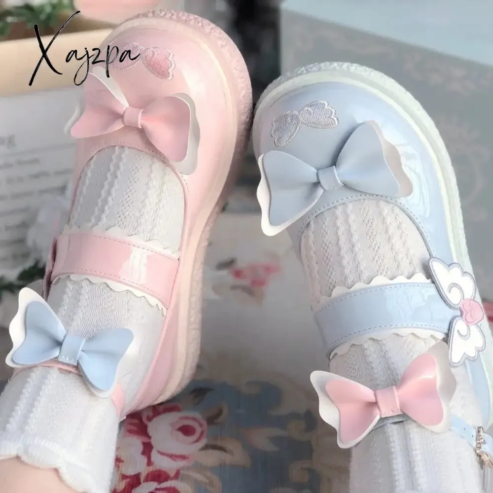 Xajzpa - Kaweii Lolita Shoes Sweet Summer Mary Janes Woman Flats Patchwork Japanese Style Fashion Cute Party Jk Shoes for Girls