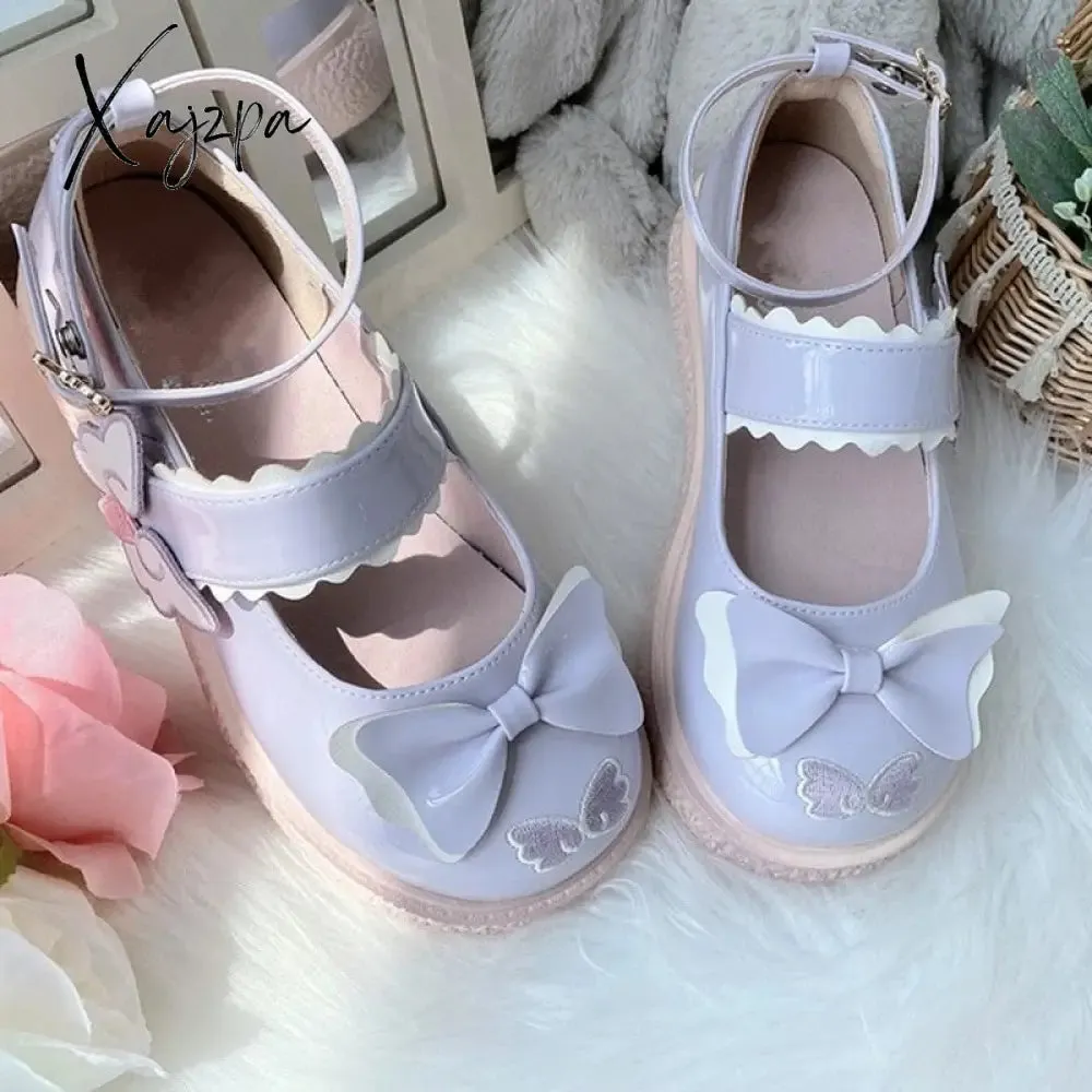 Xajzpa - Kaweii Lolita Shoes Sweet Summer Mary Janes Woman Flats Patchwork Japanese Style Fashion Cute Party Jk Shoes for Girls