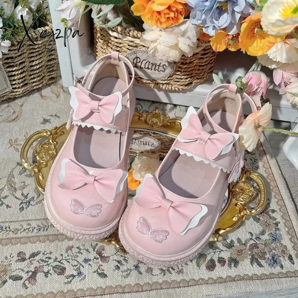 Xajzpa - Kaweii Lolita Shoes Sweet Summer Mary Janes Woman Flats Patchwork Japanese Style Fashion Cute Party Jk Shoes for Girls